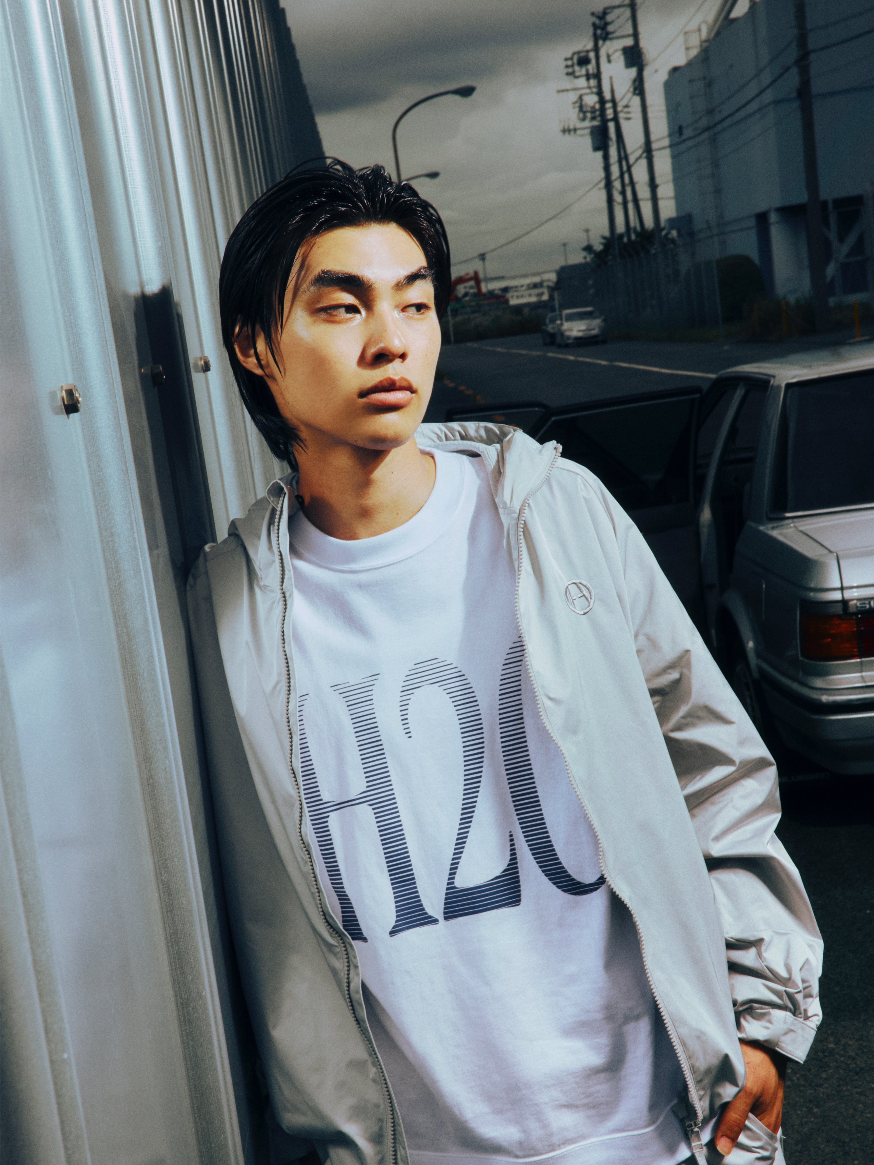 METAL SHELL HOODED JACKET [SILVER GREY] – H2C