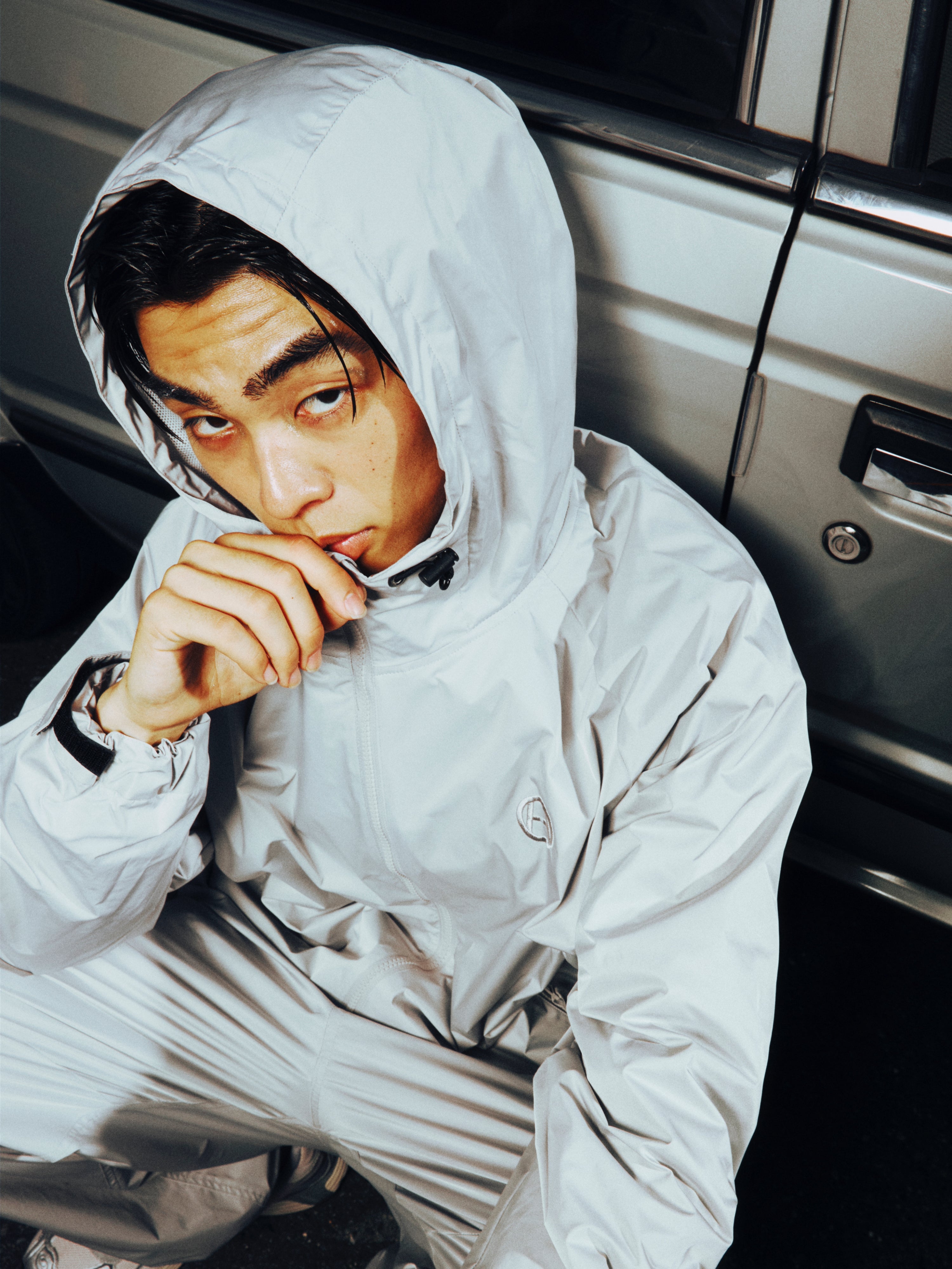 METAL SHELL HOODED JACKET [SILVER GREY] – H2C